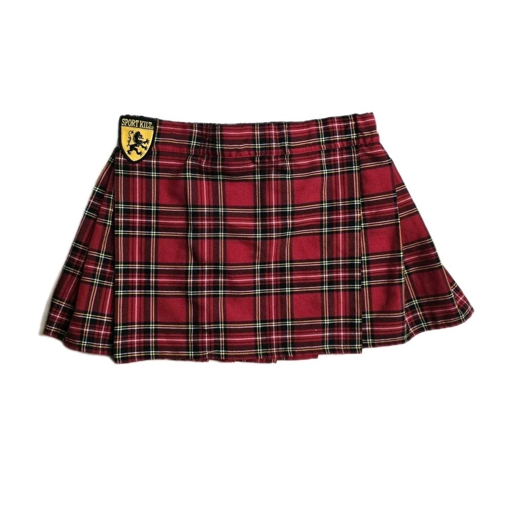 Sport Kilt Made in USA Adult L Red Plaid Pleated  Adjustable Waist